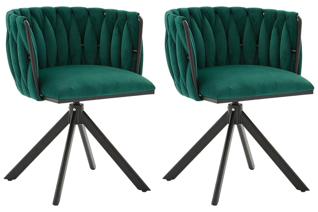 Set de 2 scaune pivotante din catifea, Smarald | Aosom Romania
