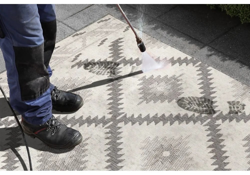 Covor adecvat pentru exterior NORTHRUGS Malibu, 80 x 350 cm, gri-crem