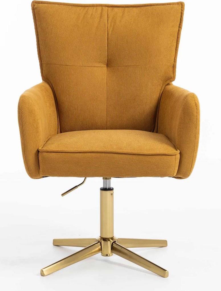 HR250CROSS Scaun Catifea Reiată Premium Ruloare Curry Galben Bază Aurie