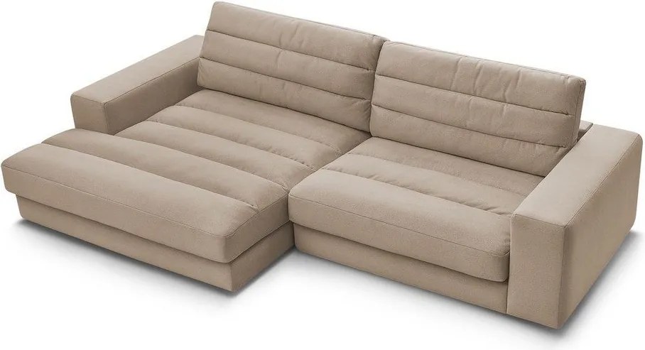 Colțar taupe cu tapițerie din catifea (cu colț pe partea stângă/cu șezlong) Sierra – Bobochic Paris