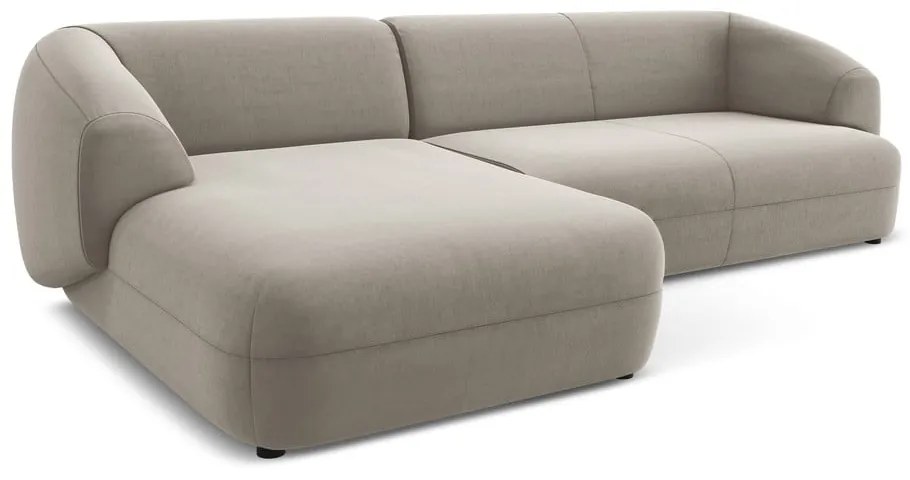 Colțar bej cu tapițerie din catifea (cu colț pe partea stângă) Moana – Makamii