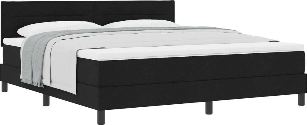 vidaXL Pat cu arcuri cu saltea Negru 180 x 200 cm țesătură