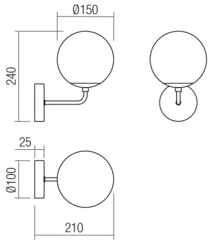 Aplică BOWLING 1xE27/42W/230V negru Redo 01-3148