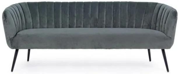 Canapea gri inchis din catifea si lemn cu 3 locuri, 178 cm, Avril Bizzotto