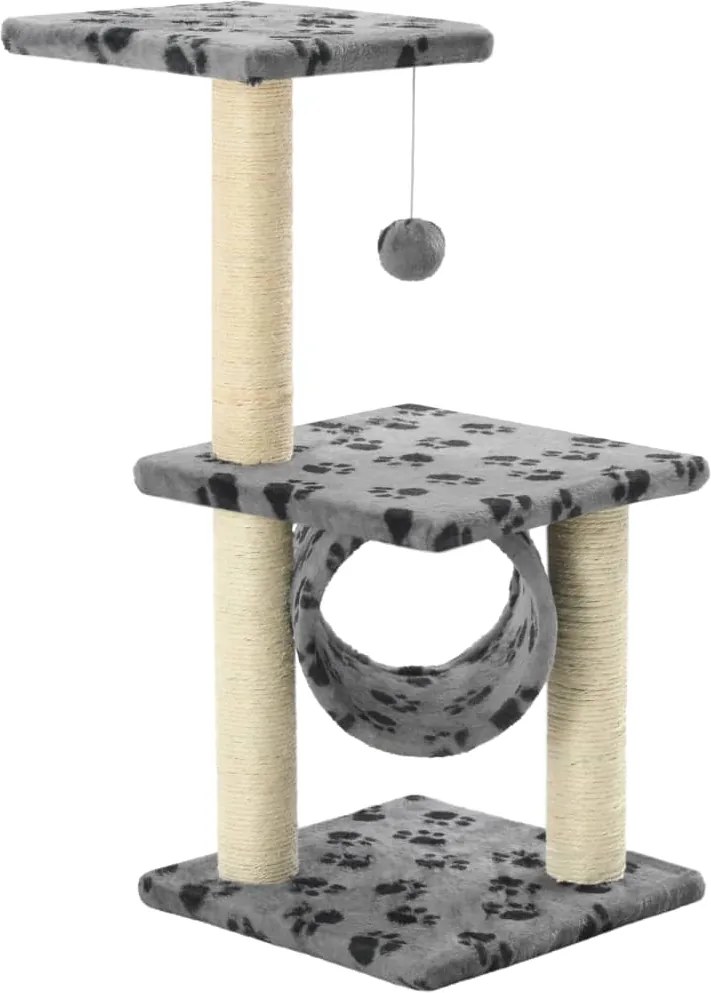 vidaXL Ansamblu pisici cu stâlpi funie sisal gri 65 cm imprimeu lăbuțe