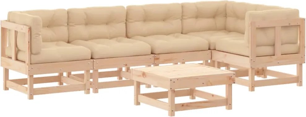vidaXL Set mobilier relaxare de grădină & perne 6 piese lemn masiv pin