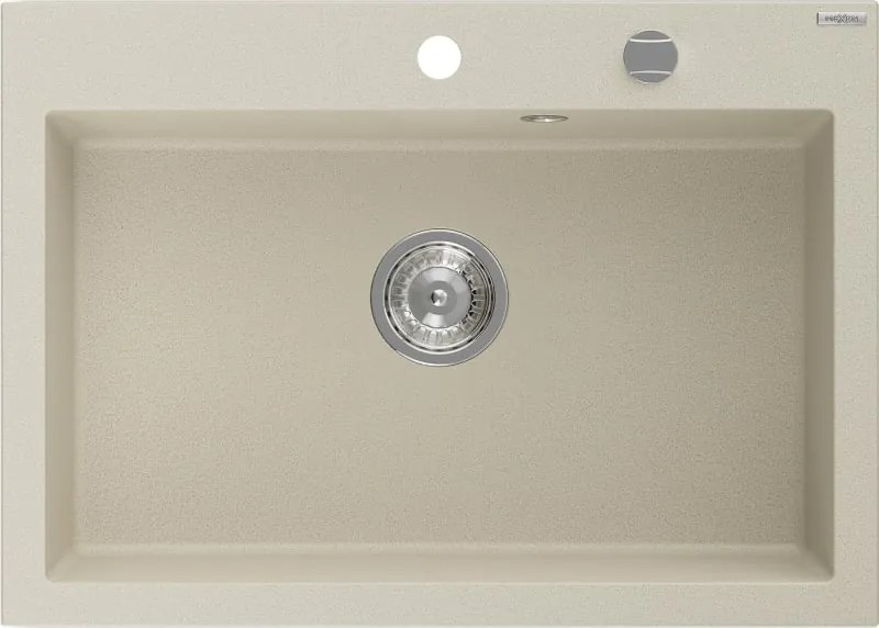 Mexen Elix chiuvetă granit 1-cameră 700 x 500 mm, bej, sifon crom - 6526701005-69