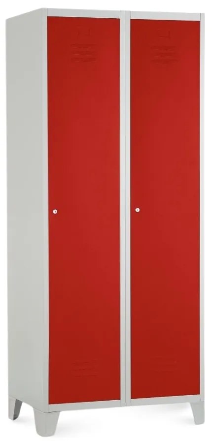 Dulap metalic, 80 x 50 x 190 cm, picioare fixe, încuietoare cilindrică, roșu - ral 3000