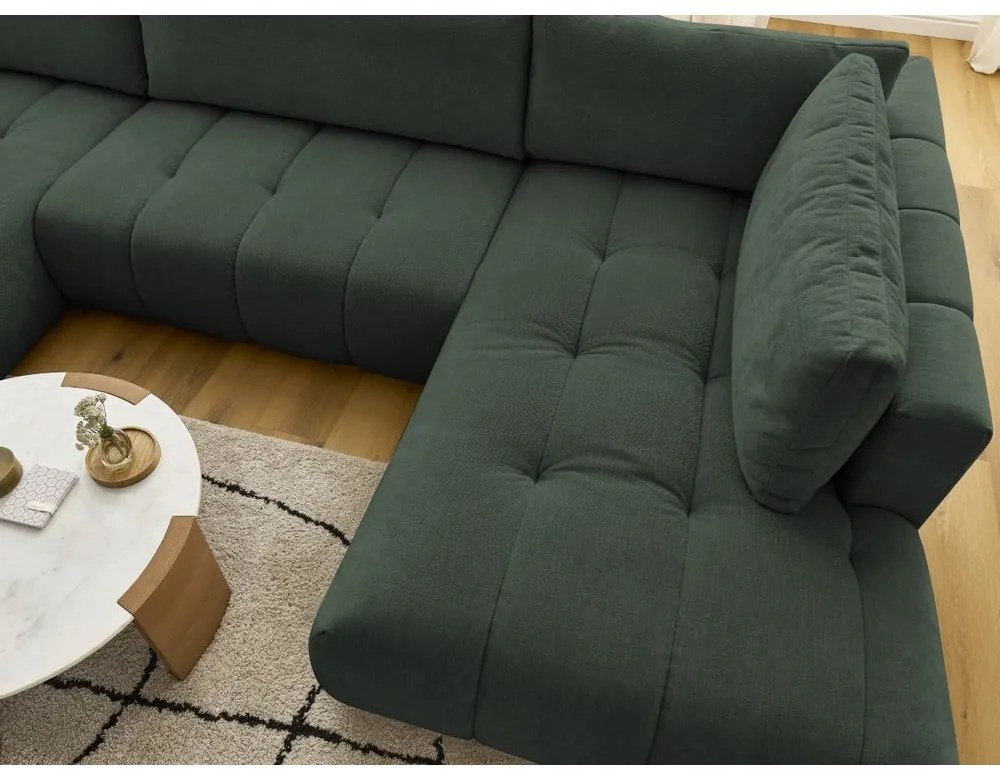 Colțar verde extensibil/cu spațiu de depozitare (cu colț pe partea dreaptă/în formă de "U") Fuji – Bobochic Paris