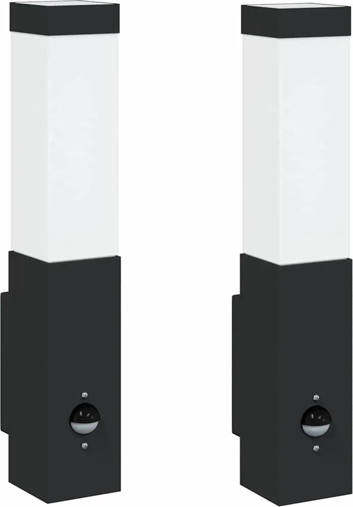 vidaXL Lumină de perete pentru exterior 2 pcs Negru 10.5 x 6 x 33 cm