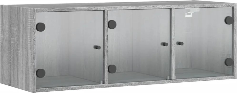 vidaXL Dulap de perete cu uși din sticlă, gri sonoma, 102x37x35 cm