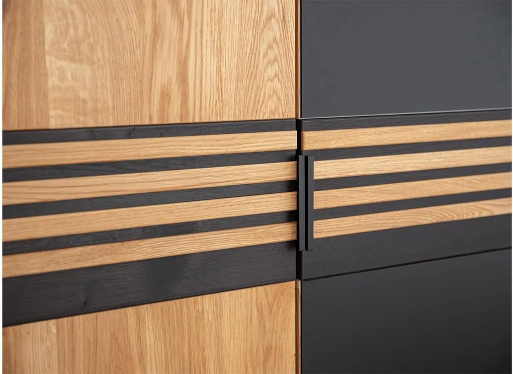 Dulap stejar masiv Rafael 3 Usi 1 Usa Sticla, 156 × 58 × 219 cm