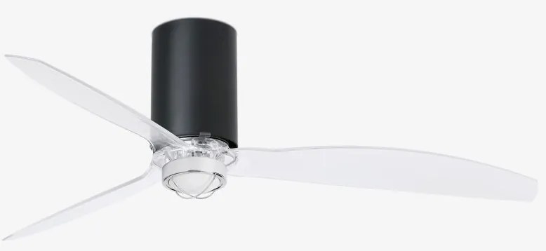 Lustra cu Ventilator si telecomanda MINI TUBE M LED negru mat/transparent