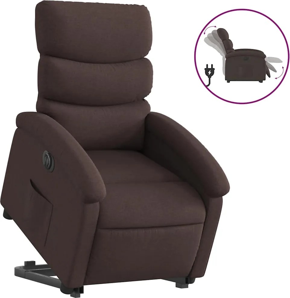 vidaXL Fotoliu electric rabatabil cu ridicare, maro închis, textil