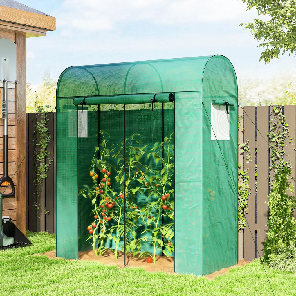 Outsunny Sera de Balcon cu Ușă și Ferestre Rulante, Sera pentru Grădină cu Structură din Oțel și Acoperiș PE, pentru Plante, Legume, Flori, Fructe, Anti UV, 170x68x200 cm, Verde | Aosom Romania