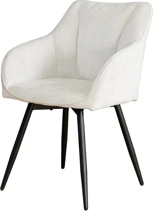 Set de 2 scaune pivotante, Metal Negru, Chenille Sampanie, AVIGNON A-46470 VC