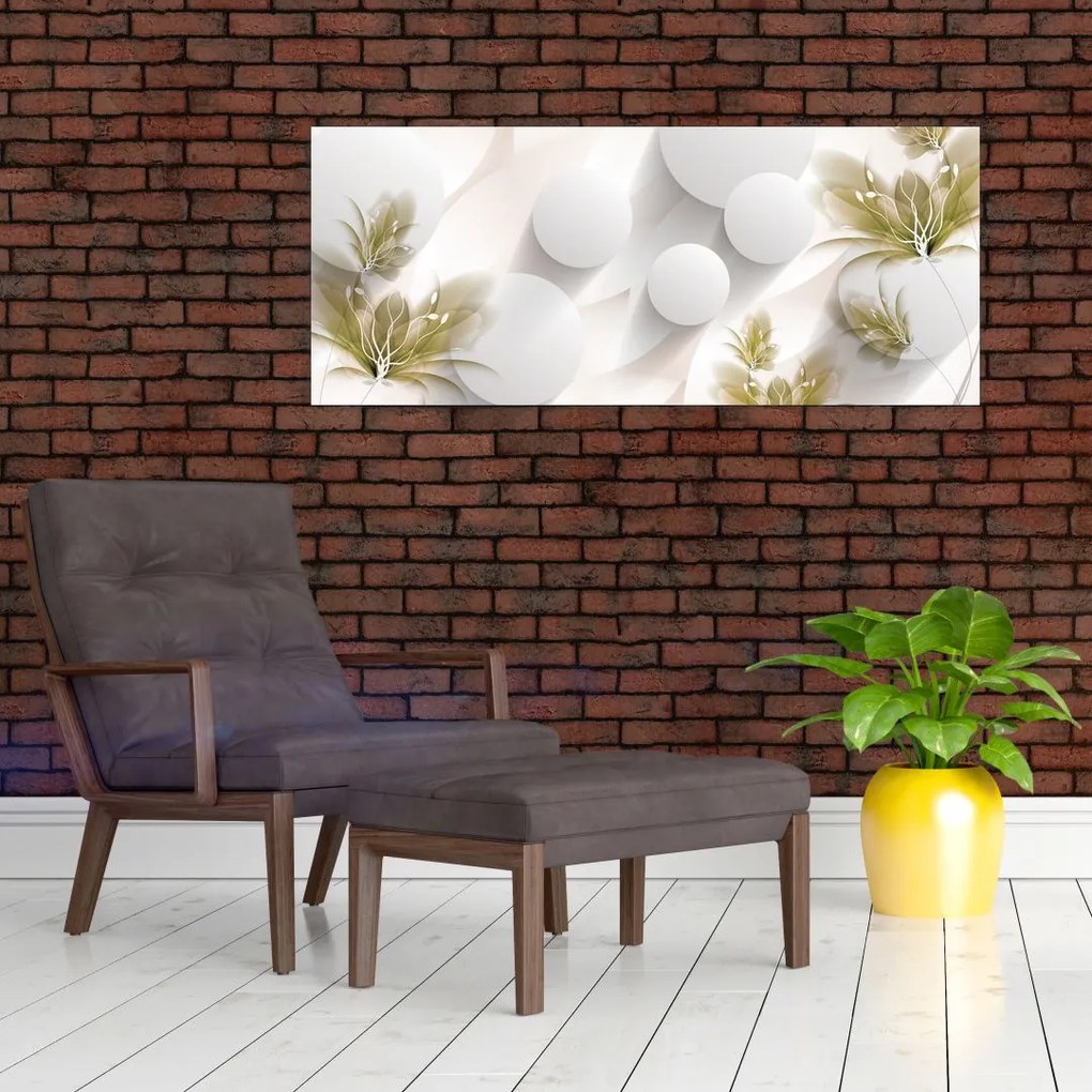 Tablou - 3D cercuri cu flori (120x50 cm)