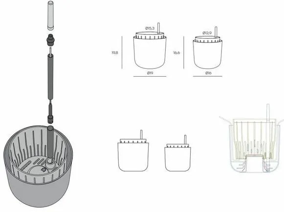 Ghiveci cu auto-irigare Plastia Tolita Air maro ,diam. 19 cm, diam. 19 cm