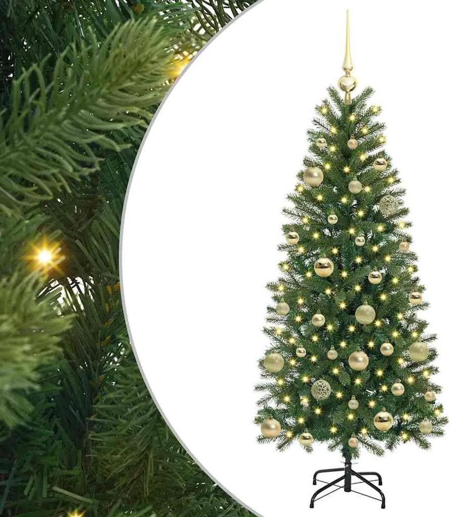 vidaXL Brad de Crăciun artificial cu 150 LED Verde 150 cm PE și PVC