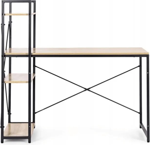 Birou cu raft LOFTY 120x60 cm, negru / decor stejar