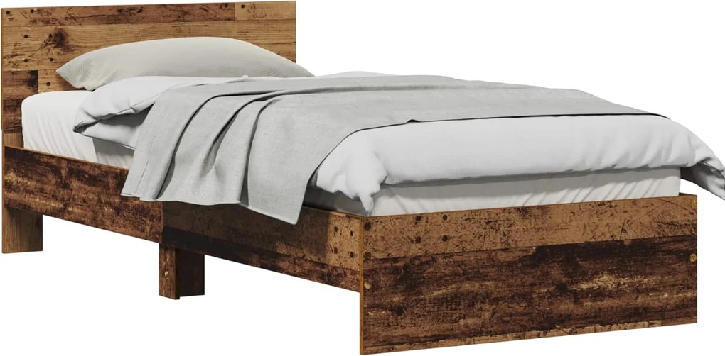 vidaXL Cadru de pat cu headboard Lemn vechi 90 x 190 cm Lemn compozit