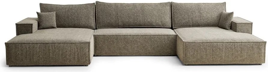 Colțar maro extensibil/cu spațiu de depozitare cu tapițerie din chenille (în formă de "U") Kyoto – Maison de Rêve