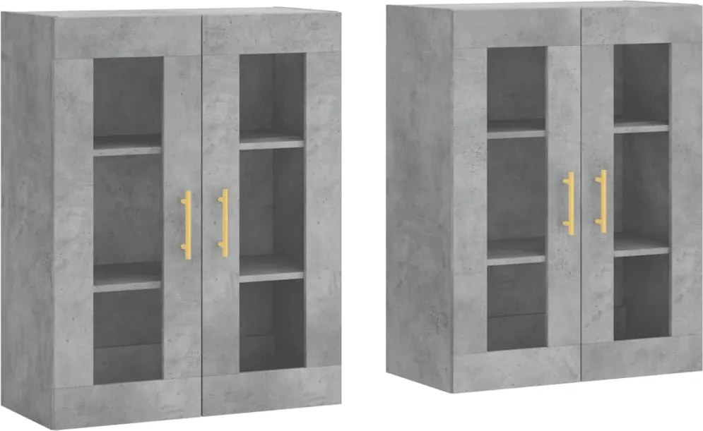 vidaXL Dulapuri de perete, 2 buc., gri beton, lemn prelucrat