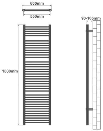 AQUAMARIN Radiator de baie vertical , 1200 x 600 mm