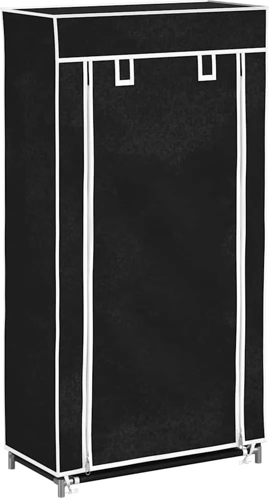 vidaXL Dulap pantofi material textil cu capac, negru, 58x 28x106 cm