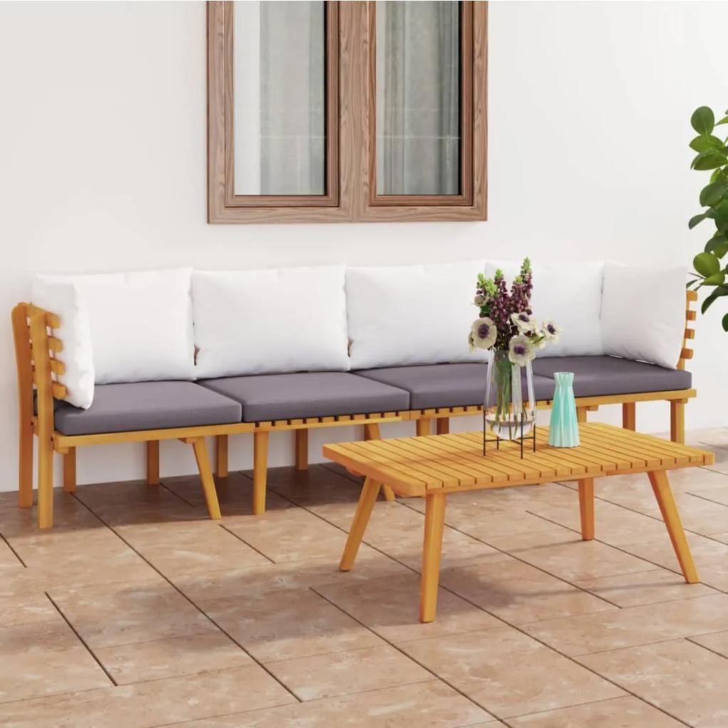 3087008 vidaXL Set mobilier de grădină cu perne, 4 piese, lemn masiv de acacia