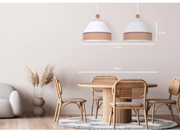 Duolla - Lustră pe cablu AVIGNON 2xE27/15W/230V albă/maro