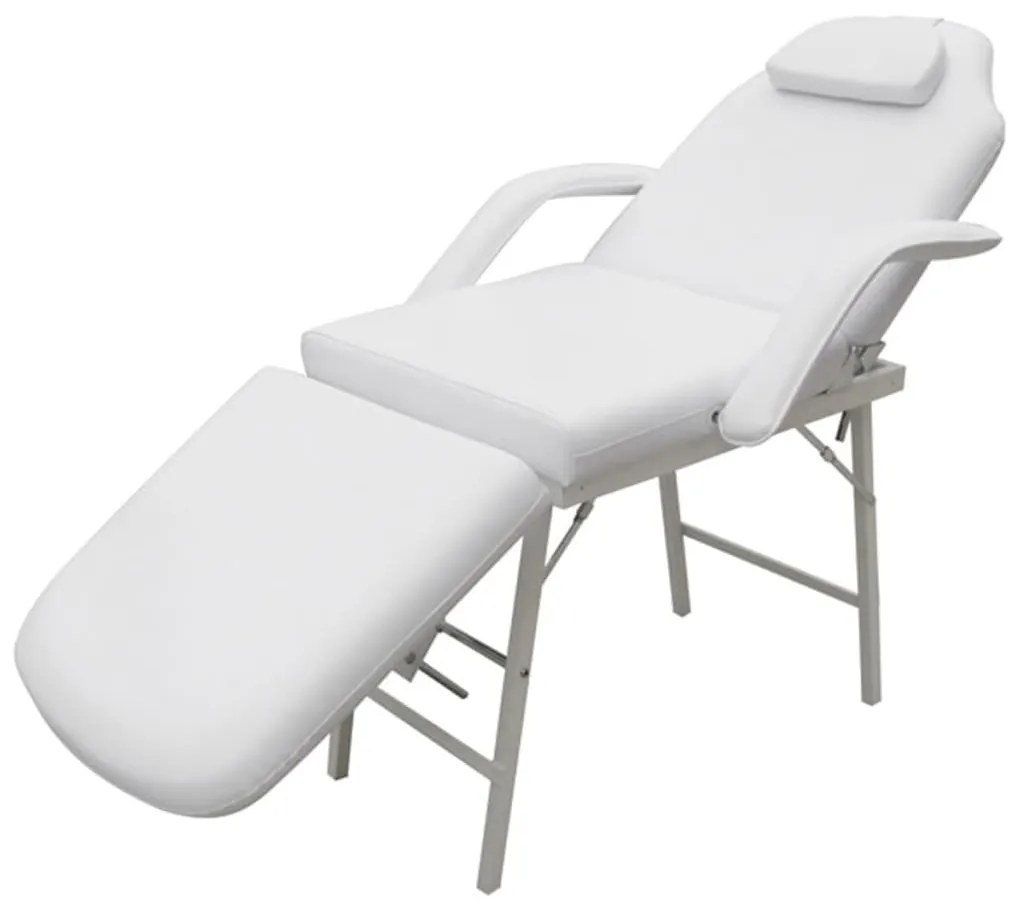 vidaXL Scaun tratament facial, piele artificială, 185x78x76 cm, alb