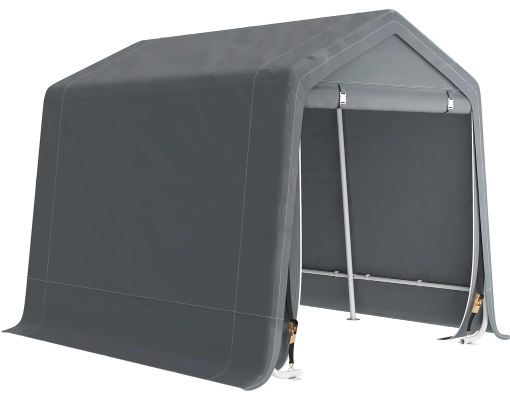 Outsunny Cort Garaj de Exterior din Metal și Țesătură PE, pentru Motociclete și Biciclete, 240x200x202 cm, Gri Închis | Aosom Romania