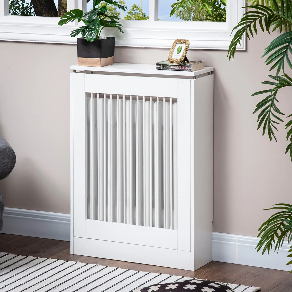 HOMCOM Capac Radiator din MDF si Otel Alb 60x18x84cm Design Simplu si Elegant pentru Acoperire Calorifer | Aosom Romania