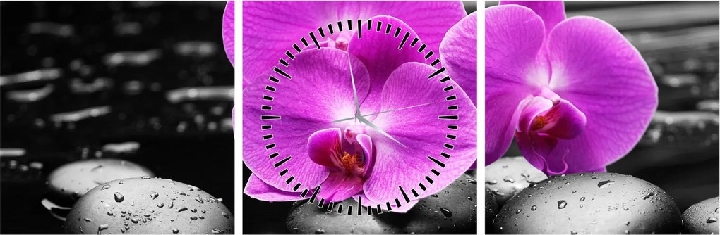 Tablou - Orhidee violet (cu ceas) (90x30 cm)
