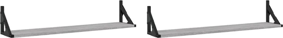 vidaXL Rafturi de perete, 2 buc., gri sonoma, 80x15x15,5 cm, lemn
