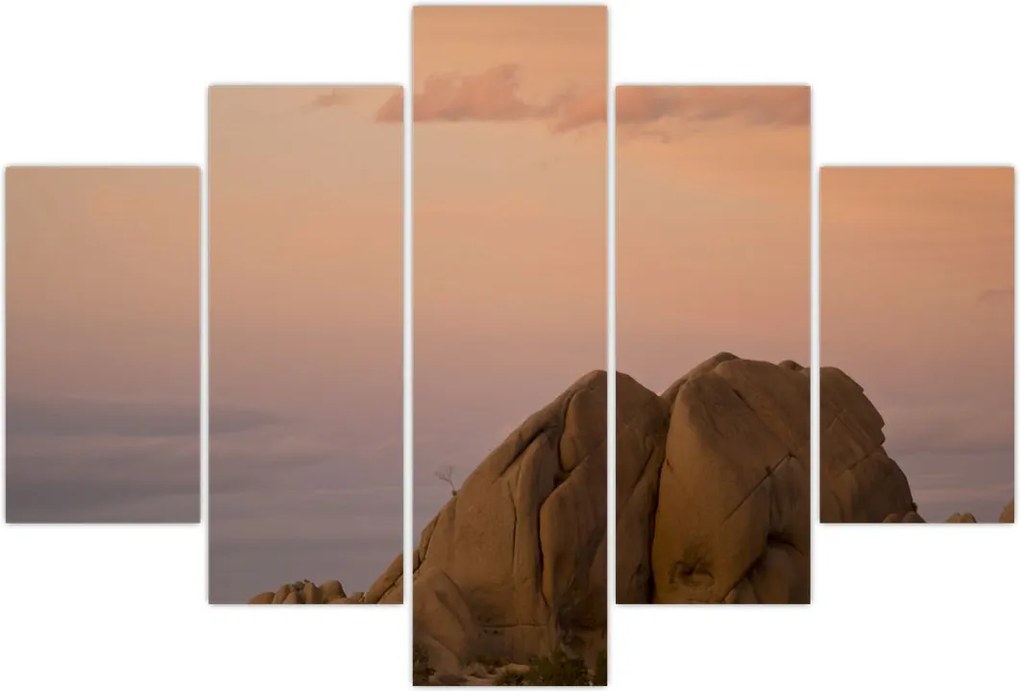 Tablou cuu apus de soare în stânci (150x105 cm)