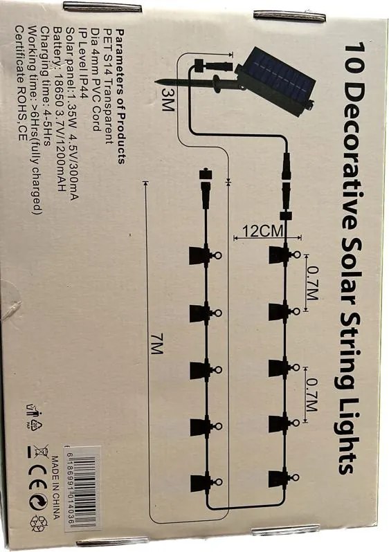 Ghirlanda Led Solara 10M IP44 10 Leduri