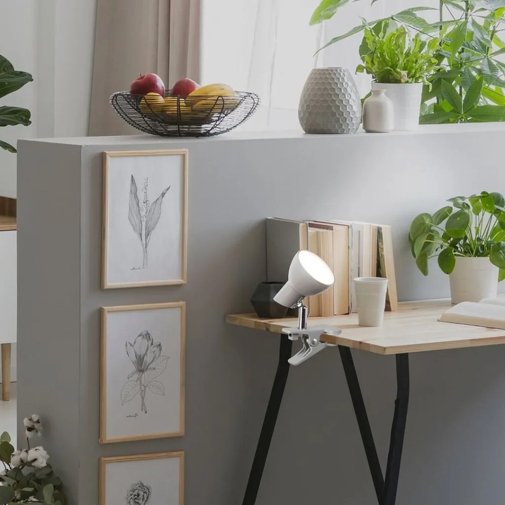 Veioza, lampa de birou cu clema design modern Noah gri