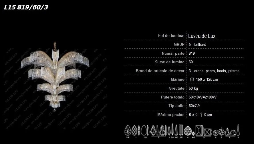 Lustra, Pendul LUX cristal Bohemia L15 819/60/3