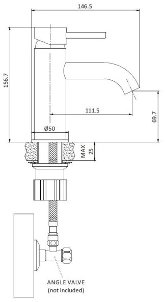 Baterie pentru lavoar DRAGOR, crom lucios, 15,6 cm