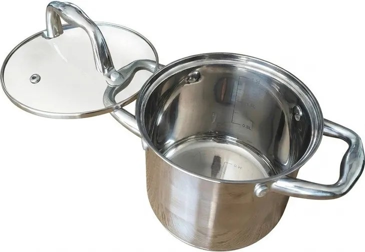 Oală adâncă Oliver Voltz OV51211E24, 6 l, Ø24x17 cm, oțel inoxidabil, compatibilă cu plitele cu inducție, argintie