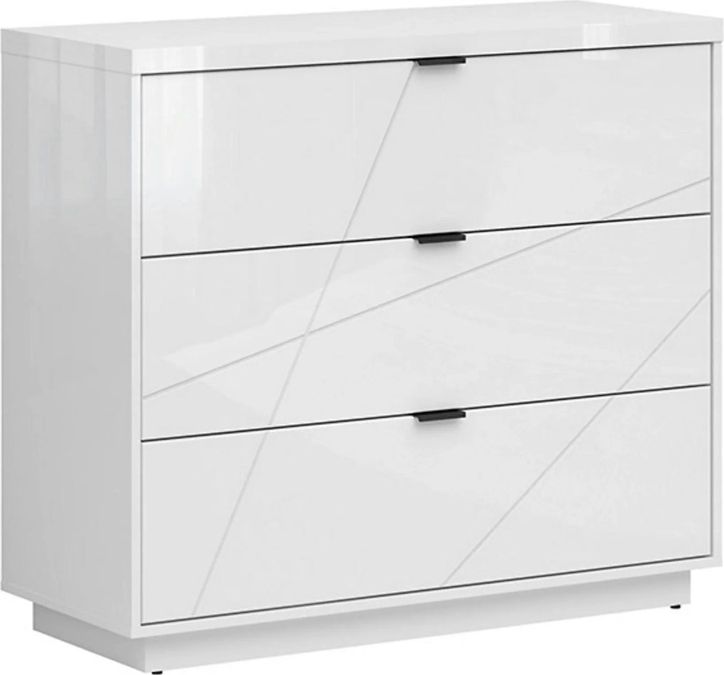 Comoda FORN, alb lucios, PAL melaminat, 106x43x93 cm