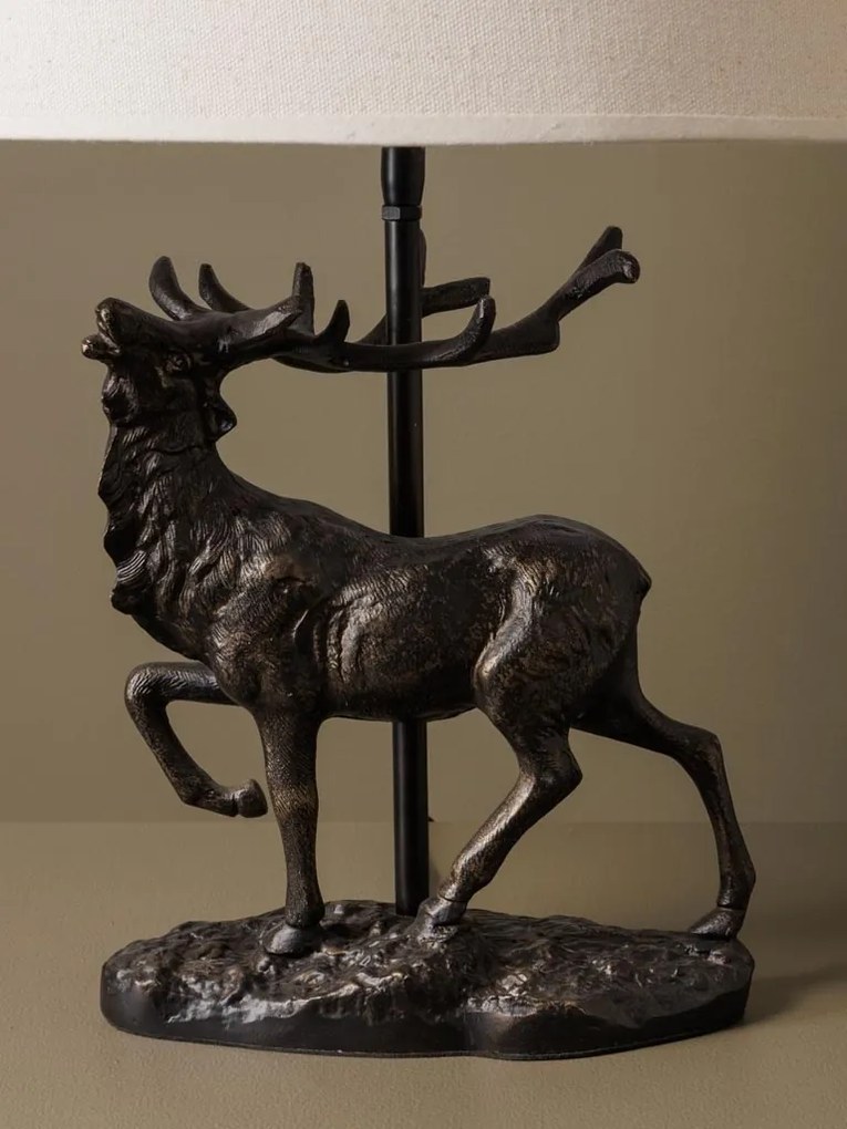 Lampa de masa, din aluminiu, cu abajur din in, Deer