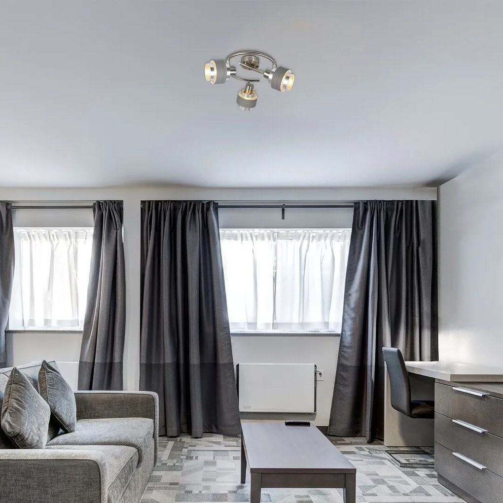 Lustra aplicata cu 3 spoturi design modern BASIL crom satin 5381 RX