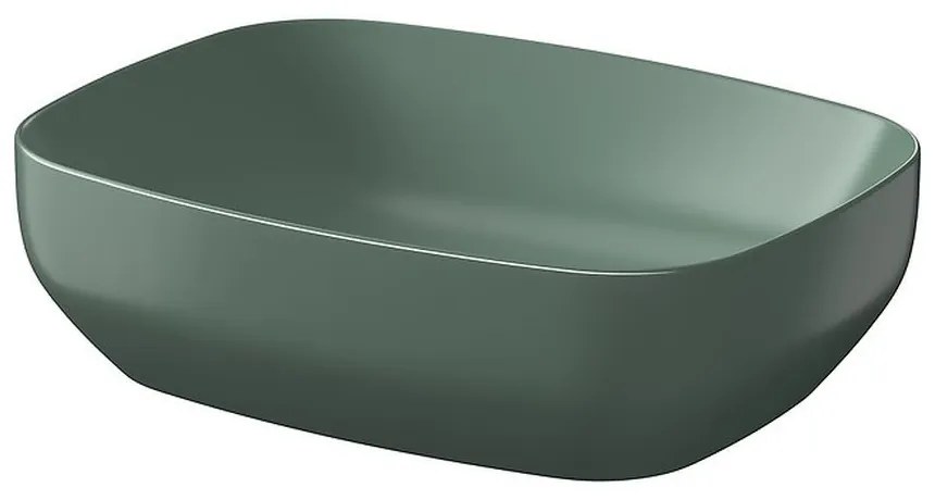 Lavoar pe blat verde mat 50 cm, dreptunghiular, Cersanit Larga Verde mat