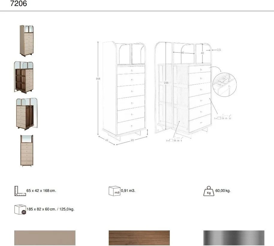 Comoda cu oglinda, sertar cu spatiu pentru ceasuri si bijuterii Chiffonier