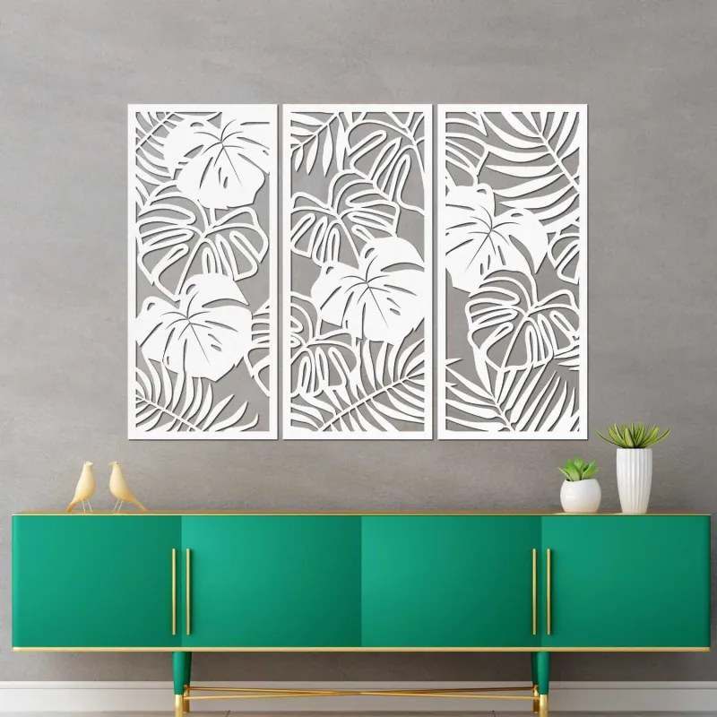 SENTOP | Pictură murală din trei piese cu frunză de monstera | TROPICI