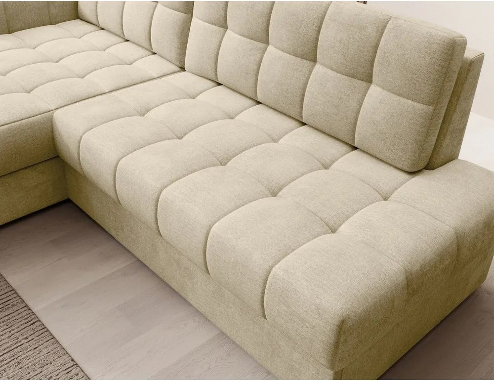 Colțar maro deschis extensibil cu tapițerie din catifea (cu colț pe partea stângă/cu șezlong) Blezalt – ELTAP