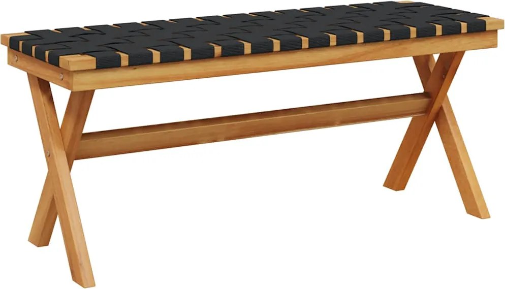 vidaXL Bancă de grădină, negru, lemn masiv acacia/textil